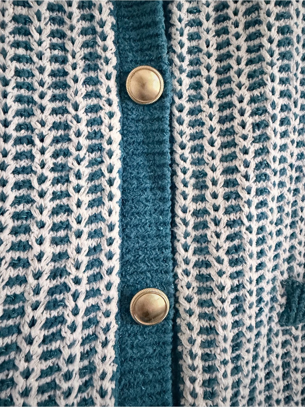 Ann Taylor Blue and White Textured Knit Cardigan Set - Picture 9 of 14